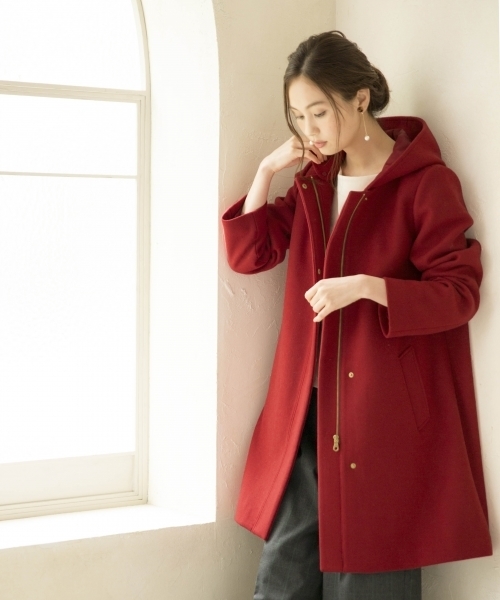 GLOBAL WORK（グローバルワーク）の「2WAYメルトンフードコート/752404（その他アウター・レディース・レッド/ライトグレー/ネイビー/チャコールグレー/ライトベージュ/ダークグレー/グレー系その他7・LARGE/MEDIUM/SMALL）」の7枚目の写真