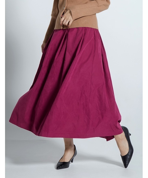 Re:EDIT（リエディ）の「ピーチスキンボリュームフレアスカート（スカート・レディース・ブラック/ベージュ/ブラウン/バーガンディー/グリーン/パープル/ネイビー・MEDIUM/LARGE）」の6枚目の写真