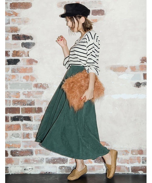 Re:EDIT（リエディ）の「ピーチスキンボリュームフレアスカート（スカート・レディース・ブラック/ベージュ/ブラウン/バーガンディー/グリーン/パープル/ネイビー・MEDIUM/LARGE）」の21枚目の写真