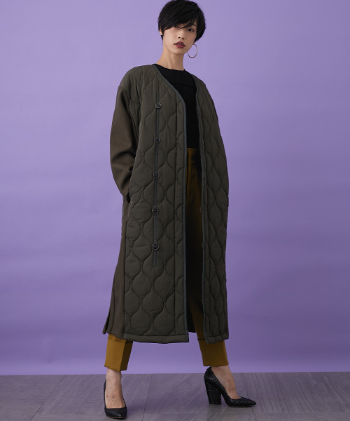 STUDIOUS（ステュディオス）の「【STUDIOUS】キルティングミリタリーコート（その他アウター・レディース・カーキ/ネイビー・1/0）」の3枚目の写真