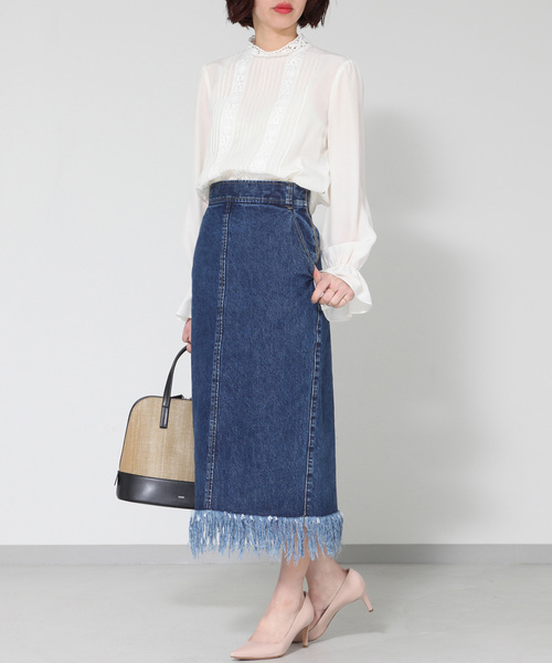 Martinique マルティニーク の Martinique デニムフリンジスカート デニムスカート Wear