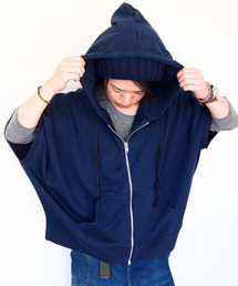 ジップアップ パーカー 半袖 メンズ オーバーサイズ