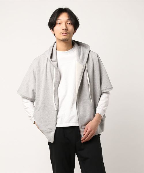 BEATJIVE(ビートジャイブ)の「ジップアップ パーカー 半袖 メンズ オーバーサイズ(パーカー・メンズ・チャコールグレー/ブラック/杢グレー/ネイビー・FREE)」の21枚目の写真