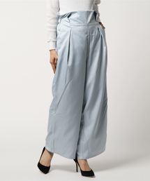 サテンツイルハイウエストタックワイドパンツ