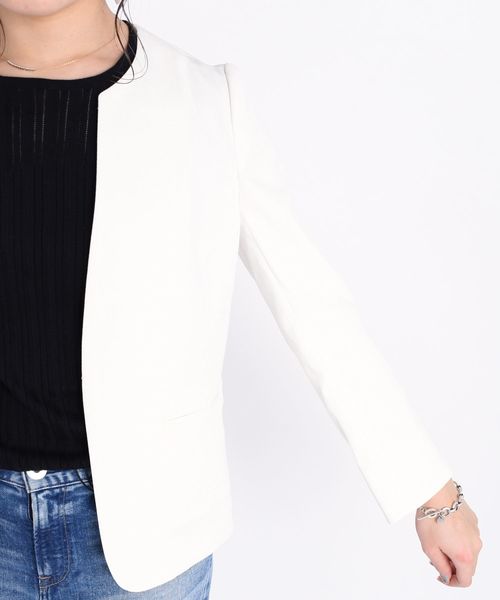 SHIPS(シップス)の「ノーカラージャケット(ノーカラージャケット・レディース・ブラック/オフホワイト/トップグレー・36/38/34)」の7枚目の写真