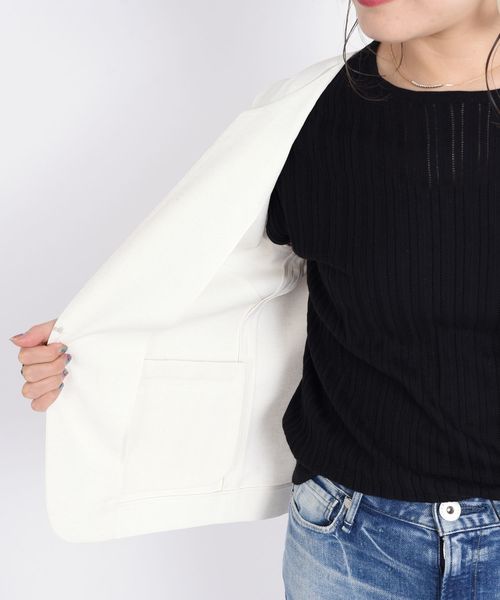 SHIPS(シップス)の「ノーカラージャケット(ノーカラージャケット・レディース・ブラック/オフホワイト/トップグレー・36/38/34)」の13枚目の写真