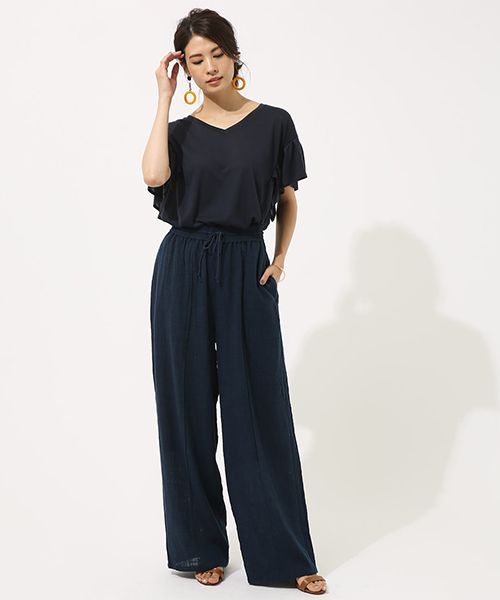 AZUL by moussy（アズールバイマウジー）の「リネンライクEASYPT（その他パンツ・レディース・ネイビー/ライトベージュ/ブラウン・SMALL/MEDIUM）」の6枚目の写真