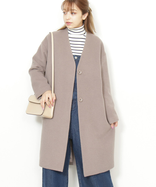 N.（N. Natural Beauty Basic）（エヌエヌナチュラルビューティーベーシック）の「◆アンゴラビーバーノーカラーコート（ノーカラージャケット・レディース・グレー系その他/カーキ/グレー/ブラック・SMALL/MEDIUM）」の4枚目の写真