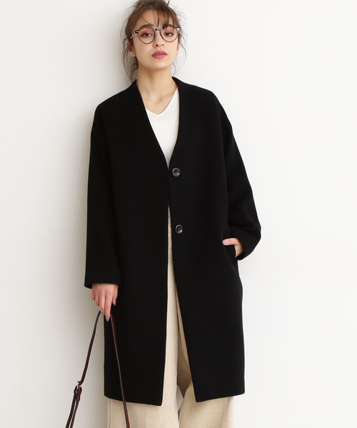 N.（N. Natural Beauty Basic）（エヌエヌナチュラルビューティーベーシック）の「◆アンゴラビーバーノーカラーコート（ノーカラージャケット・レディース・グレー系その他/カーキ/グレー/ブラック・SMALL/MEDIUM）」の2枚目の写真