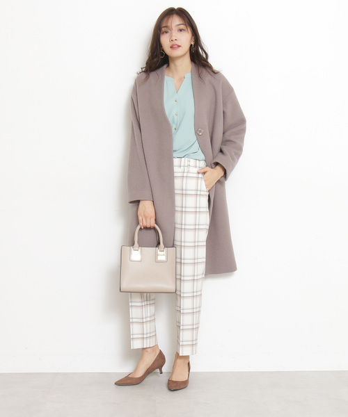 N.（N. Natural Beauty Basic）（エヌエヌナチュラルビューティーベーシック）の「◆アンゴラビーバーノーカラーコート（ノーカラージャケット・レディース・グレー系その他/カーキ/グレー/ブラック・SMALL/MEDIUM）」の9枚目の写真