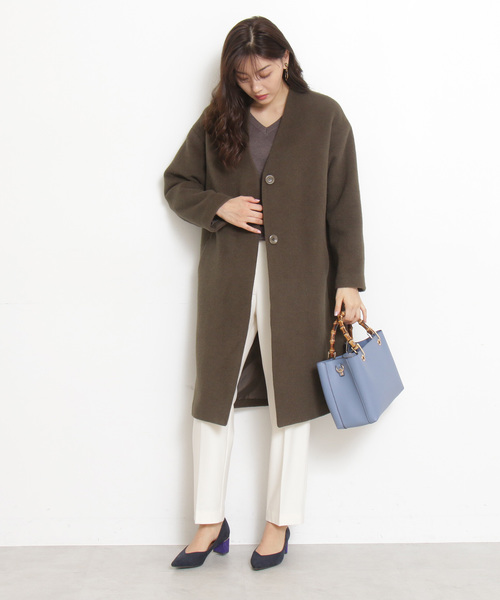 N.（N. Natural Beauty Basic）（エヌエヌナチュラルビューティーベーシック）の「◆アンゴラビーバーノーカラーコート（ノーカラージャケット・レディース・グレー系その他/カーキ/グレー/ブラック・SMALL/MEDIUM）」の12枚目の写真