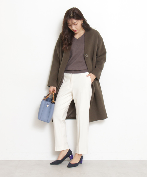 N.（N. Natural Beauty Basic）（エヌエヌナチュラルビューティーベーシック）の「◆アンゴラビーバーノーカラーコート（ノーカラージャケット・レディース・グレー系その他/カーキ/グレー/ブラック・SMALL/MEDIUM）」の13枚目の写真