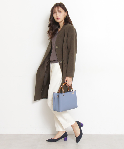 N.（N. Natural Beauty Basic）（エヌエヌナチュラルビューティーベーシック）の「◆アンゴラビーバーノーカラーコート（ノーカラージャケット・レディース・グレー系その他/カーキ/グレー/ブラック・SMALL/MEDIUM）」の14枚目の写真