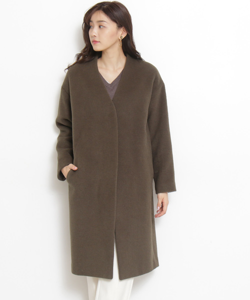 N.（N. Natural Beauty Basic）（エヌエヌナチュラルビューティーベーシック）の「◆アンゴラビーバーノーカラーコート（ノーカラージャケット・レディース・グレー系その他/カーキ/グレー/ブラック・SMALL/MEDIUM）」の15枚目の写真