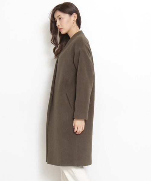 N.（N. Natural Beauty Basic）（エヌエヌナチュラルビューティーベーシック）の「◆アンゴラビーバーノーカラーコート（ノーカラージャケット・レディース・グレー系その他/カーキ/グレー/ブラック・SMALL/MEDIUM）」の16枚目の写真