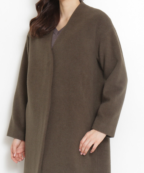 N.（N. Natural Beauty Basic）（エヌエヌナチュラルビューティーベーシック）の「◆アンゴラビーバーノーカラーコート（ノーカラージャケット・レディース・グレー系その他/カーキ/グレー/ブラック・SMALL/MEDIUM）」の18枚目の写真