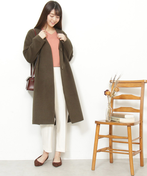 N.（N. Natural Beauty Basic）（エヌエヌナチュラルビューティーベーシック）の「◆アンゴラビーバーノーカラーコート（ノーカラージャケット・レディース・グレー系その他/カーキ/グレー/ブラック・SMALL/MEDIUM）」の22枚目の写真