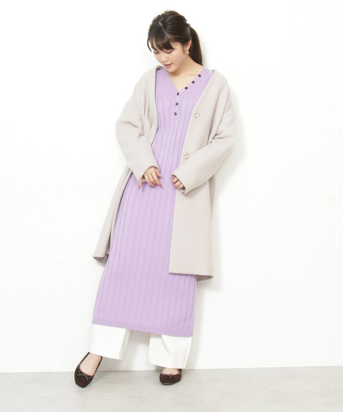 N.（N. Natural Beauty Basic）（エヌエヌナチュラルビューティーベーシック）の「◆アンゴラビーバーノーカラーコート（ノーカラージャケット・レディース・グレー系その他/カーキ/グレー/ブラック・SMALL/MEDIUM）」の21枚目の写真