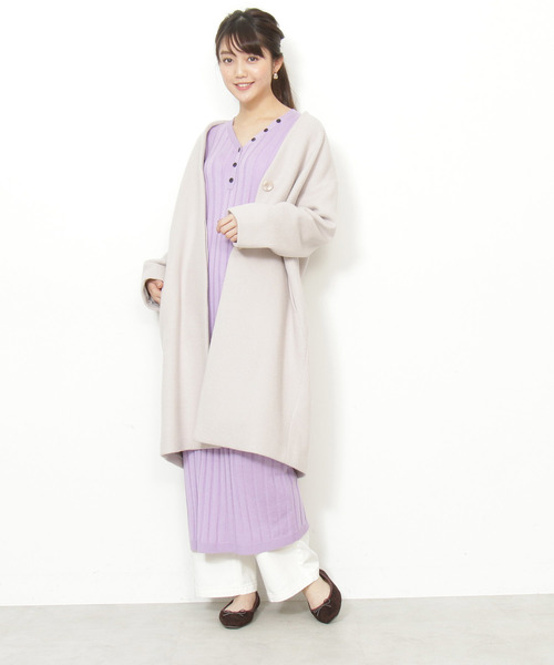 N.（N. Natural Beauty Basic）（エヌエヌナチュラルビューティーベーシック）の「◆アンゴラビーバーノーカラーコート（ノーカラージャケット・レディース・グレー系その他/カーキ/グレー/ブラック・SMALL/MEDIUM）」の20枚目の写真