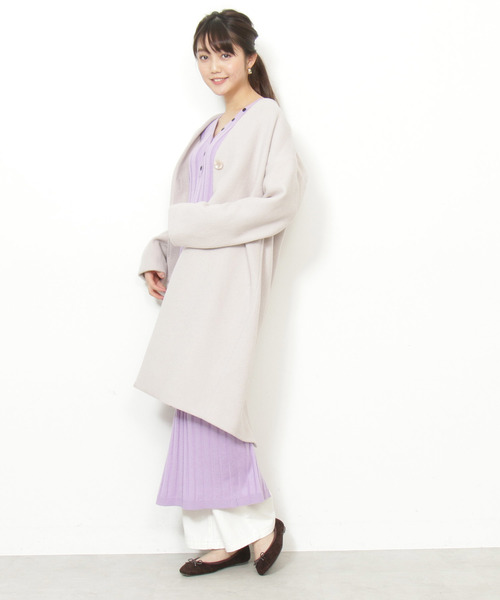 N.（N. Natural Beauty Basic）（エヌエヌナチュラルビューティーベーシック）の「◆アンゴラビーバーノーカラーコート（ノーカラージャケット・レディース・グレー系その他/カーキ/グレー/ブラック・SMALL/MEDIUM）」の19枚目の写真