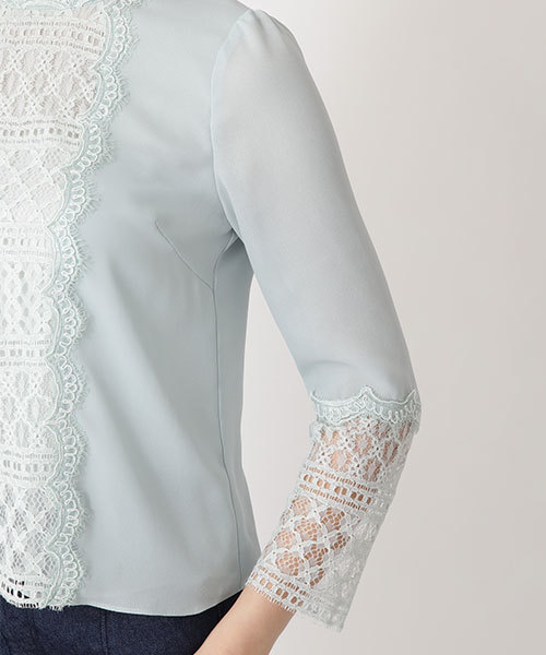 JILL STUART（ジルスチュアート）の「シンディレースコンビブラウス（シャツ/ブラウス・レディース・ホワイト/ネイビー/ライトグリーン・SMALL/MEDIUM）」の11枚目の写真