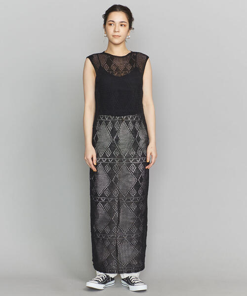 BEAUTY&YOUTH UNITED ARROWSクロシェニットワンピース 黒 BEAUTY&YOUTH UNITED ARROWS（ビューティーアンドユース