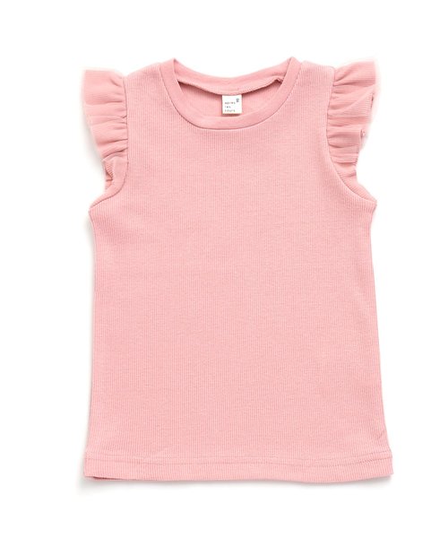 apres les cours(アプレレクール)の「テレコフリルタンクトップ(Tシャツ/カットソー・キッズ・その他2/ネイビー/ピンク/イエロー・80/90/100/110/120/130/140)」の1枚目の写真