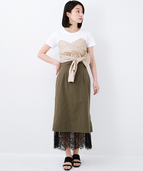 haco!(ハコ)の「Tシャツを女っぽく着こなせるオトナセットbyMAKORI(Tシャツ/カットソー)」|ホワイト