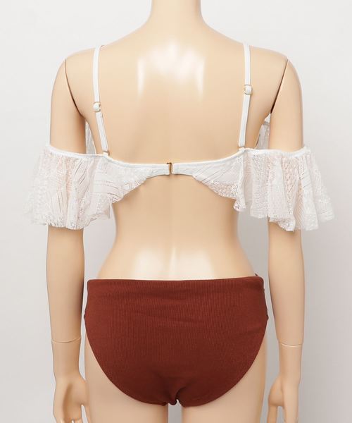【新品未使用】ALEXIASTAM▼パイソン柄ビキニ　2点セット セール】レースフリルブラトップビキニ2点セットアップ