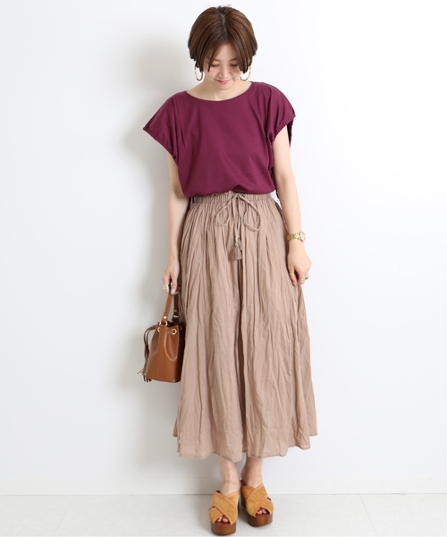 B.C STOCK(ベーセーストック)の「ソデギャザースムースプルオーバー◆(Tシャツ/カットソー・レディース・ホワイト/パープル/ブラウン・FREE)」の9枚目の写真