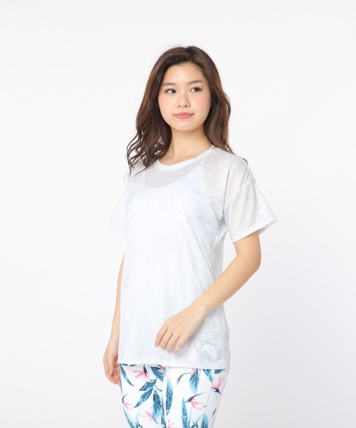 RUSTY(ラスティ)の「【RUSTY/ラスティー】レディースデザインTシャツ / ヨガウェア フィットネス ジム ランニング 2way(Tシャツ/カットソー・レディース・ブラック/ネイビー/ライトピンク/グレー/ピンク・MEDIUM/LARGE/SMALL/X-LARGE)」の4枚目の写真