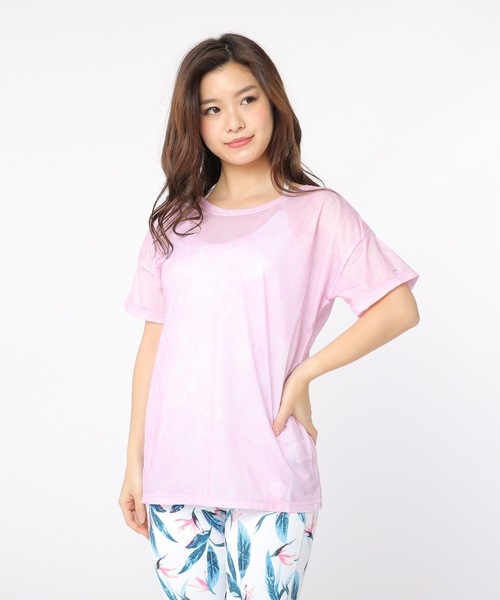 RUSTY(ラスティ)の「【RUSTY/ラスティー】レディースデザインTシャツ / ヨガウェア フィットネス ジム ランニング 2way(Tシャツ/カットソー・レディース・ブラック/ネイビー/ライトピンク/グレー/ピンク・MEDIUM/LARGE/SMALL/X-LARGE)」の2枚目の写真
