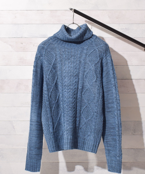 Bling Leads(ブリングリーズ)の「【Bl】ケーブルタートルネックニット(ニット/セーター・レディース・ベージュ/グレー/キャメル/ネイビー/ブルー/オフホワイト/ブラック/ダークグリーン/ワイン/マスタード/モカ/アイボリー/ピンク・MEDIUM/X-LARGE/LARGE)」の15枚目の写真