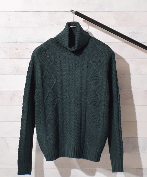 Bling Leads(ブリングリーズ)の「【Bl】ケーブルタートルネックニット(ニット/セーター・レディース・ベージュ/グレー/キャメル/ネイビー/ブルー/オフホワイト/ブラック/ダークグリーン/ワイン/マスタード/モカ/アイボリー/ピンク・MEDIUM/X-LARGE/LARGE)」の16枚目の写真