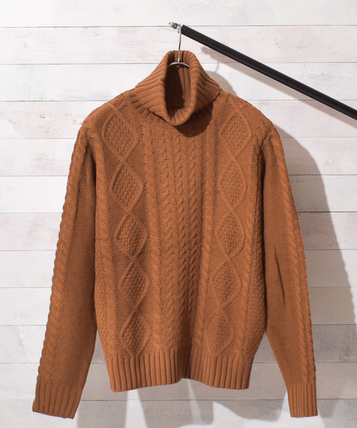 Bling Leads(ブリングリーズ)の「【Bl】ケーブルタートルネックニット(ニット/セーター・レディース・ベージュ/グレー/キャメル/ネイビー/ブルー/オフホワイト/ブラック/ダークグリーン/ワイン/マスタード/モカ/アイボリー/ピンク・MEDIUM/X-LARGE/LARGE)」の17枚目の写真