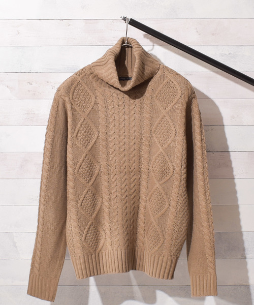 Bling Leads(ブリングリーズ)の「【Bl】ケーブルタートルネックニット(ニット/セーター・レディース・ベージュ/グレー/キャメル/ネイビー/ブルー/オフホワイト/ブラック/ダークグリーン/ワイン/マスタード/モカ/アイボリー/ピンク・MEDIUM/X-LARGE/LARGE)」の18枚目の写真