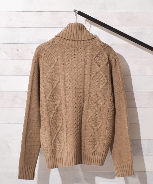 Bling Leads(ブリングリーズ)の「【Bl】ケーブルタートルネックニット(ニット/セーター・レディース・ベージュ/グレー/キャメル/ネイビー/ブルー/オフホワイト/ブラック/ダークグリーン/ワイン/マスタード/モカ/アイボリー/ピンク・MEDIUM/X-LARGE/LARGE)」の19枚目の写真