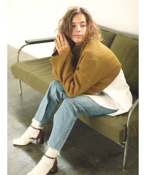 Ungrid（アングリッド）の「ハイネックショートニット（ニット/セーター・レディース・オフホワイト/ブラック/イエロー/ブラウン・FREE）」の8枚目の写真