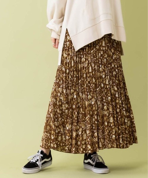 Discoat(ディスコート)の「【ZOZO限定/2020春物新作】花柄プリーツスカート/セットアップ/ロングスカート/マキシスカート/フレアスカート/リゾート マキシワンピース/マーメイドスカート(スカート)」|ブラウン