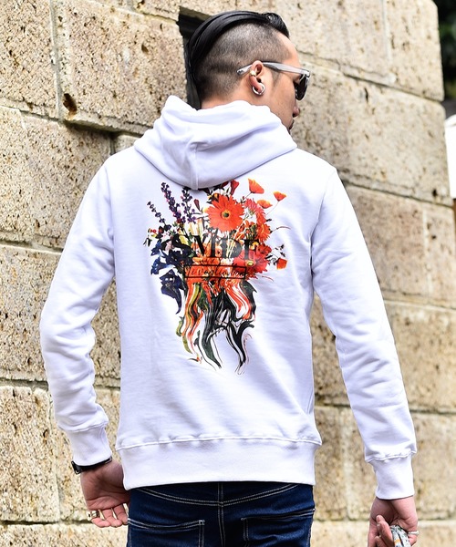JOKER（ジョーカー）の「バックフラワープリントパーカー プルオーバー（パーカー・メンズ・ブラック/ホワイト・XL/XXL/L/M）」の6枚目の写真