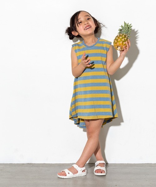 Make Your Day メイクユアデイ の リンクコーデ インディゴボーダーフレアワンピース 80 140cm ワンピース Wear