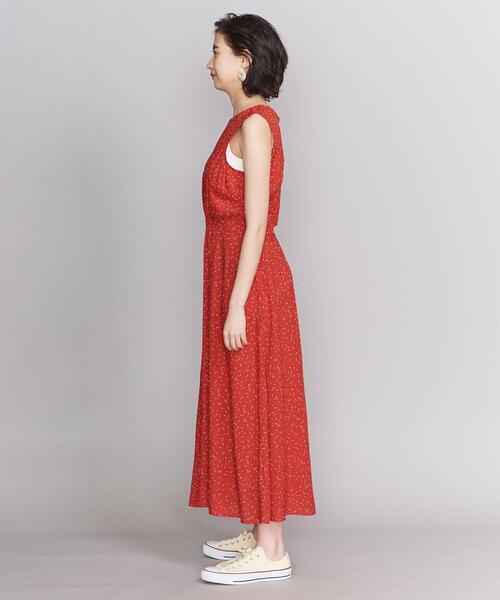 beach lunch lounge（ビーチランチラウンジ）の「＜beach lunch lounge＞ウエストギャザーノースリーブワンピース ο（ワンピース・レディース・レッド/ベージュ・SMALL）」の12枚目の写真
