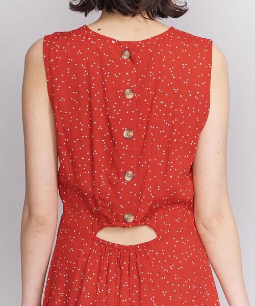 beach lunch lounge（ビーチランチラウンジ）の「＜beach lunch lounge＞ウエストギャザーノースリーブワンピース ο（ワンピース・レディース・レッド/ベージュ・SMALL）」の10枚目の写真