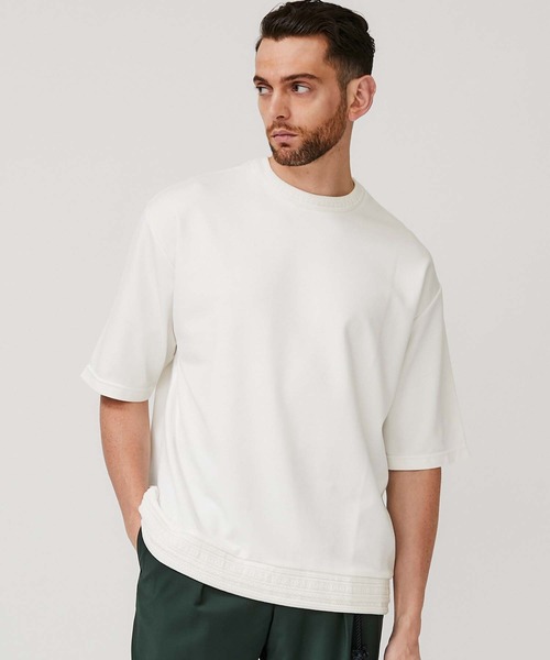 STUDIOUS(ステュディオス)の「【STUDIOUS】ニットドッキング Tシャツ(Tシャツ/カットソー・メンズ・ホワイト/ブラック/ベージュ・1/2/3)」の3枚目の写真