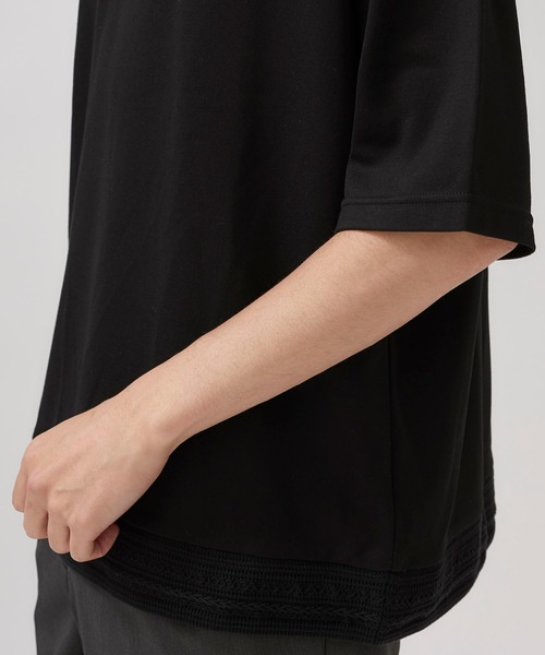 STUDIOUS(ステュディオス)の「【STUDIOUS】ニットドッキング Tシャツ(Tシャツ/カットソー・メンズ・ホワイト/ブラック/ベージュ・1/2/3)」の7枚目の写真