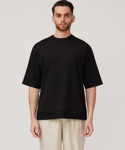 STUDIOUS(ステュディオス)の「【STUDIOUS】ニットドッキング Tシャツ(Tシャツ/カットソー・メンズ・ホワイト/ブラック/ベージュ・1/2/3)」の15枚目の写真