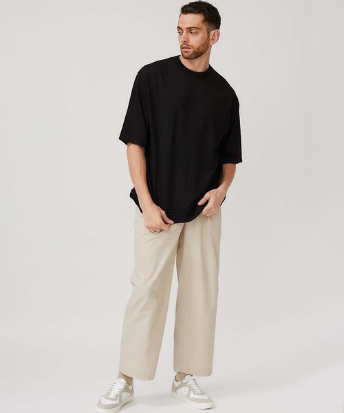 STUDIOUS(ステュディオス)の「【STUDIOUS】ニットドッキング Tシャツ(Tシャツ/カットソー・メンズ・ホワイト/ブラック/ベージュ・1/2/3)」の10枚目の写真