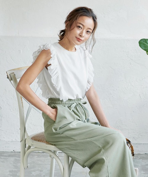 KOBE LETTUCE（コウベレタス）の「袖フリルサマーニットトップス