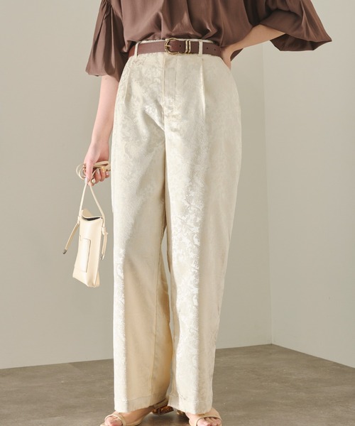 Ambre Neige（アンブルネージュ）の「ジャガードパンツ／【WEB/EC限定商品】（その他パンツ・レディース・ブラック/ベージュ/グリーン・SMALL/MEDIUM）」の2枚目の写真