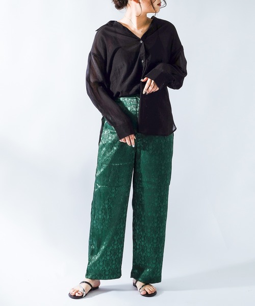 Ambre Neige（アンブルネージュ）の「ジャガードパンツ／【WEB/EC限定商品】（その他パンツ・レディース・ブラック/ベージュ/グリーン・SMALL/MEDIUM）」の7枚目の写真